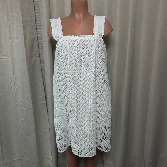 Everlane Dresses & Skirts - Everlane Pullover Sleeveless Baby Doll Mini Dress Women's Size S White Eyelet